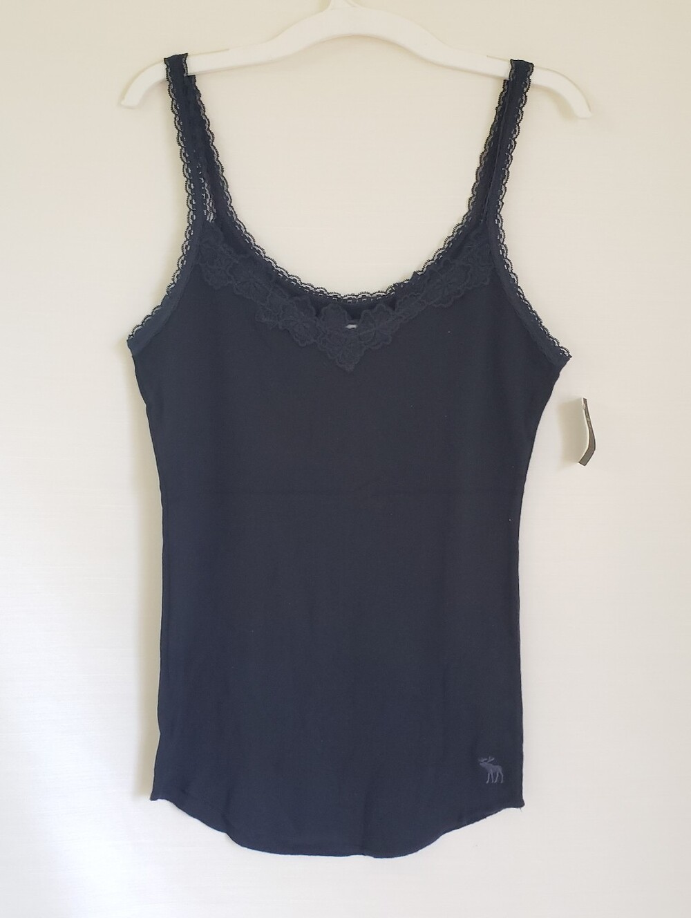 Abercrombie & Fitch Bra Free Black Lace-Trim Camisole Nwt Size L Womens